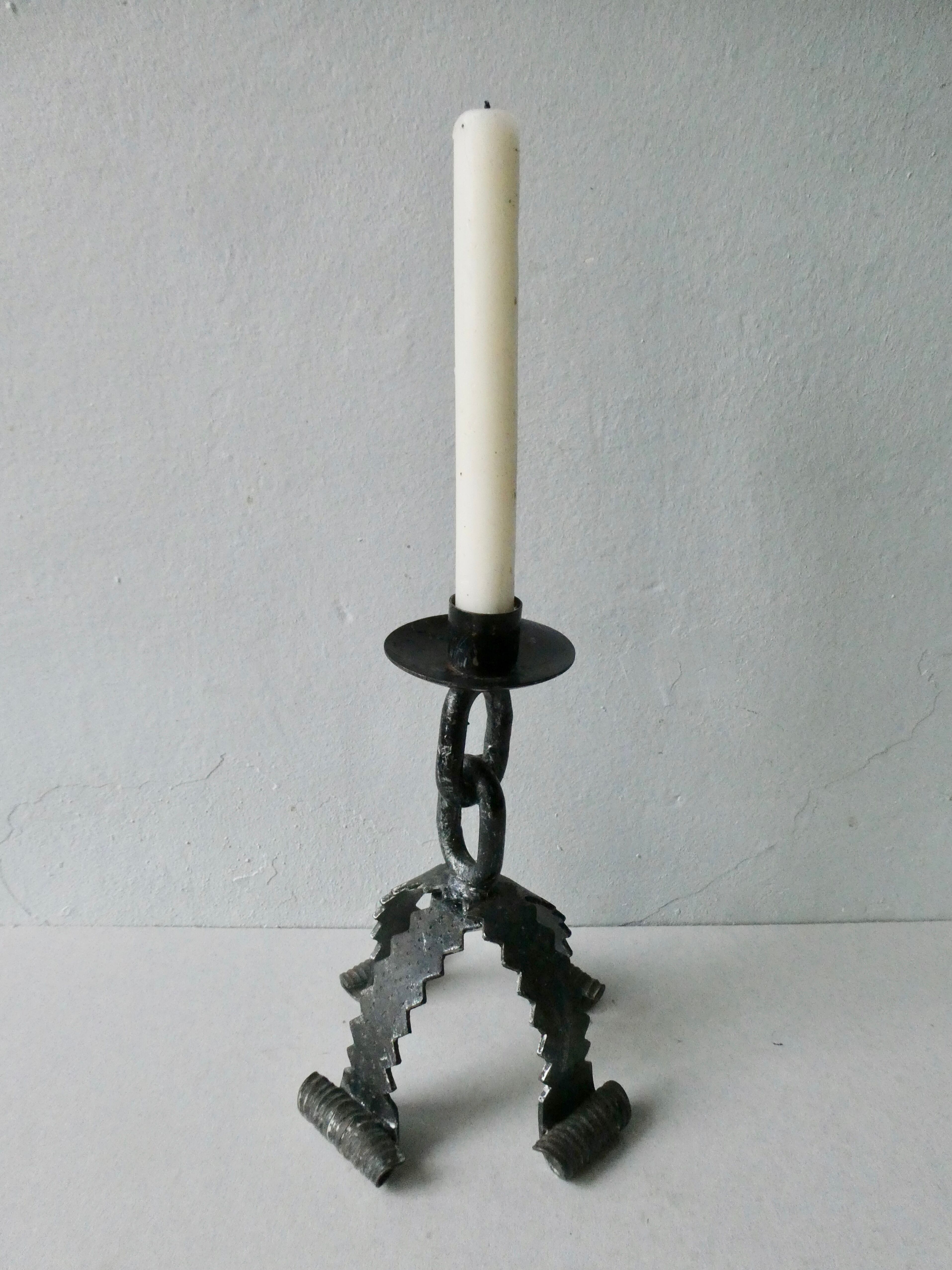Wrought iron candle holder, brutalist, 60s-70s