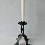 Wrought iron candle holder, brutalist, 60s-70s