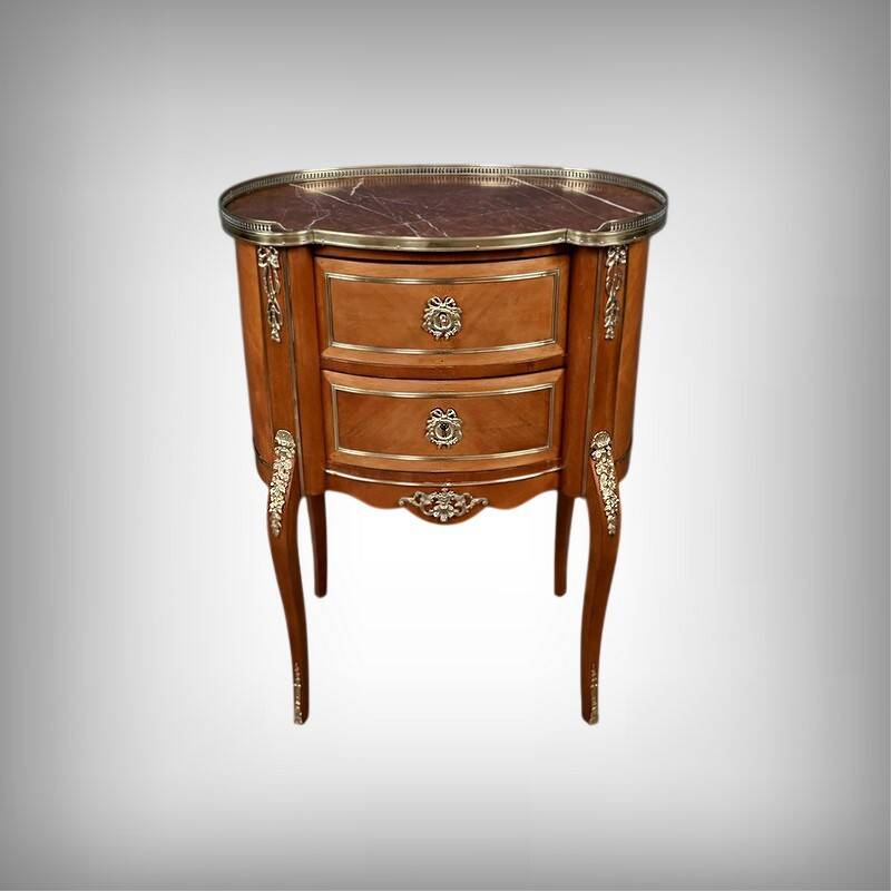 Small Kidney-Shaped Mahogany Chest of Drawers, Transition Style – Early 20th Century