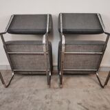 Pair of vintage chrome armchairs and "chicken foot" fabrics