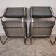 Paire de chauffeuses vintage chrome et tissus "pied de poule"