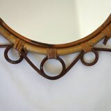 Rare oval bamboo mirror circa 1960