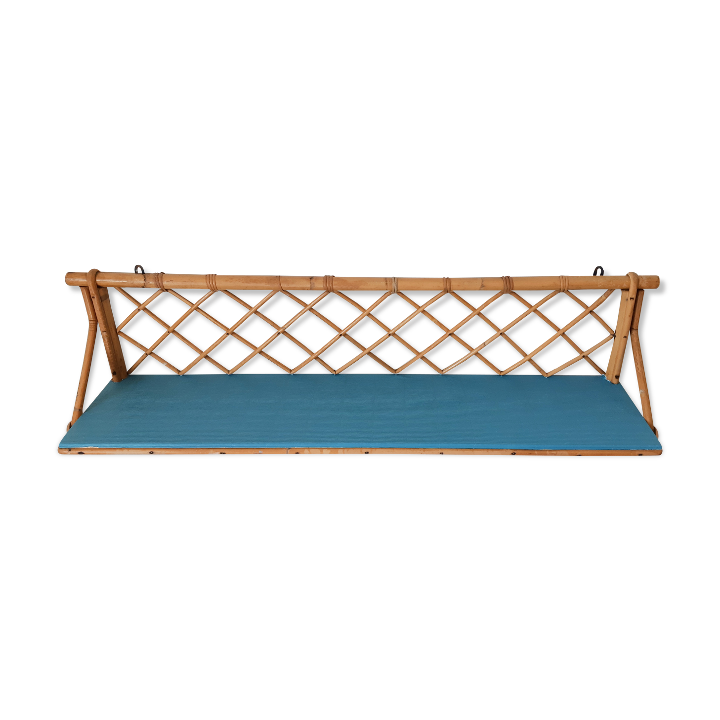 Blue rattan shelf
