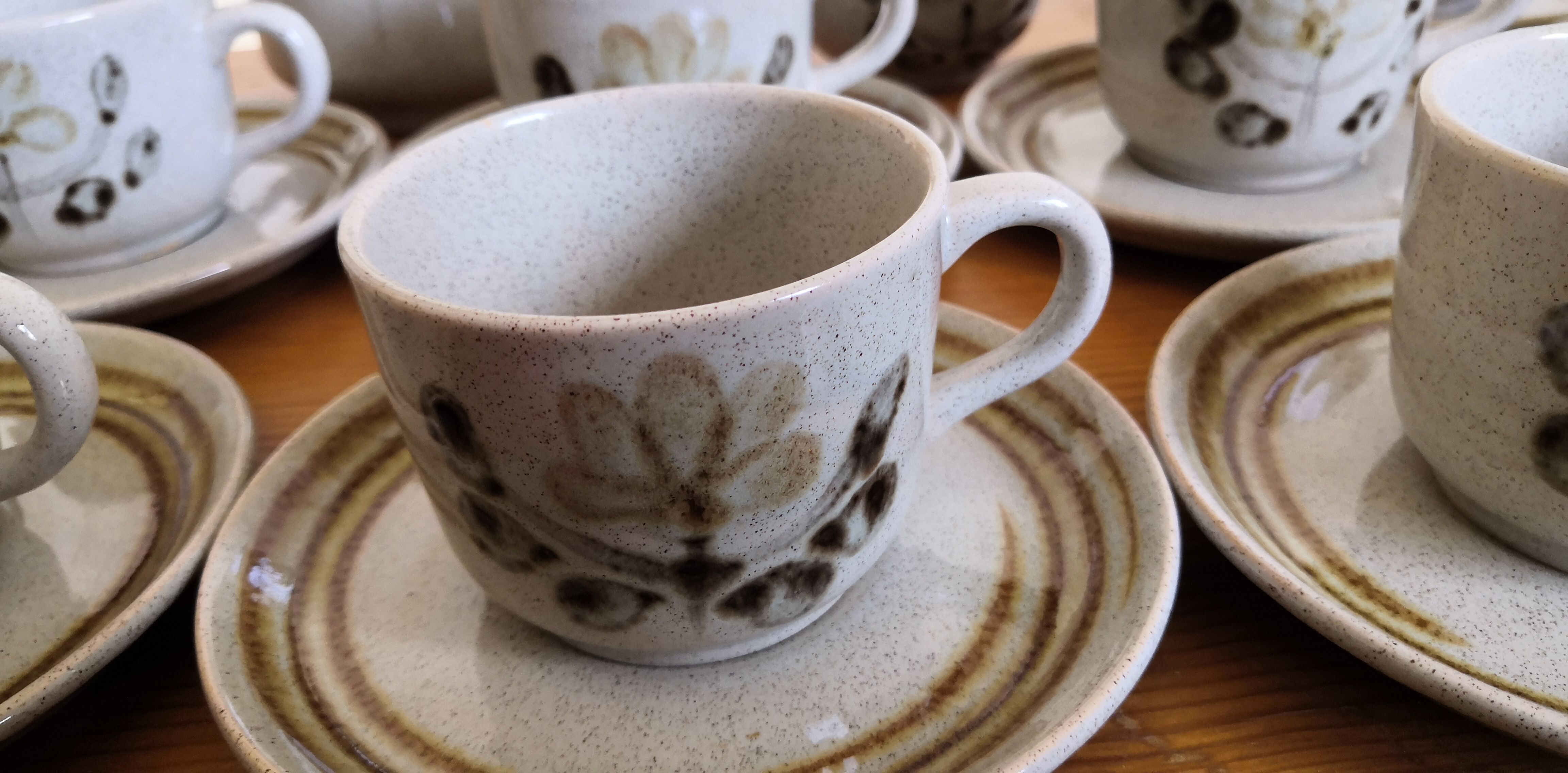 Service à café grès "Atelier d'art de Lorraine" Sarreguemines vintage