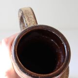 Vase West Germany à anse et fleurs marrons vintage