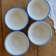 4 vintage striped ivory and blue earthenware bowls by Afibel