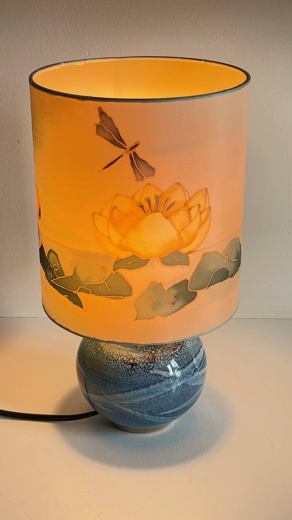 Vintage ceramic and silk ball lamp