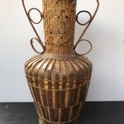 Vase rotin tressé grand modèle déco vintage