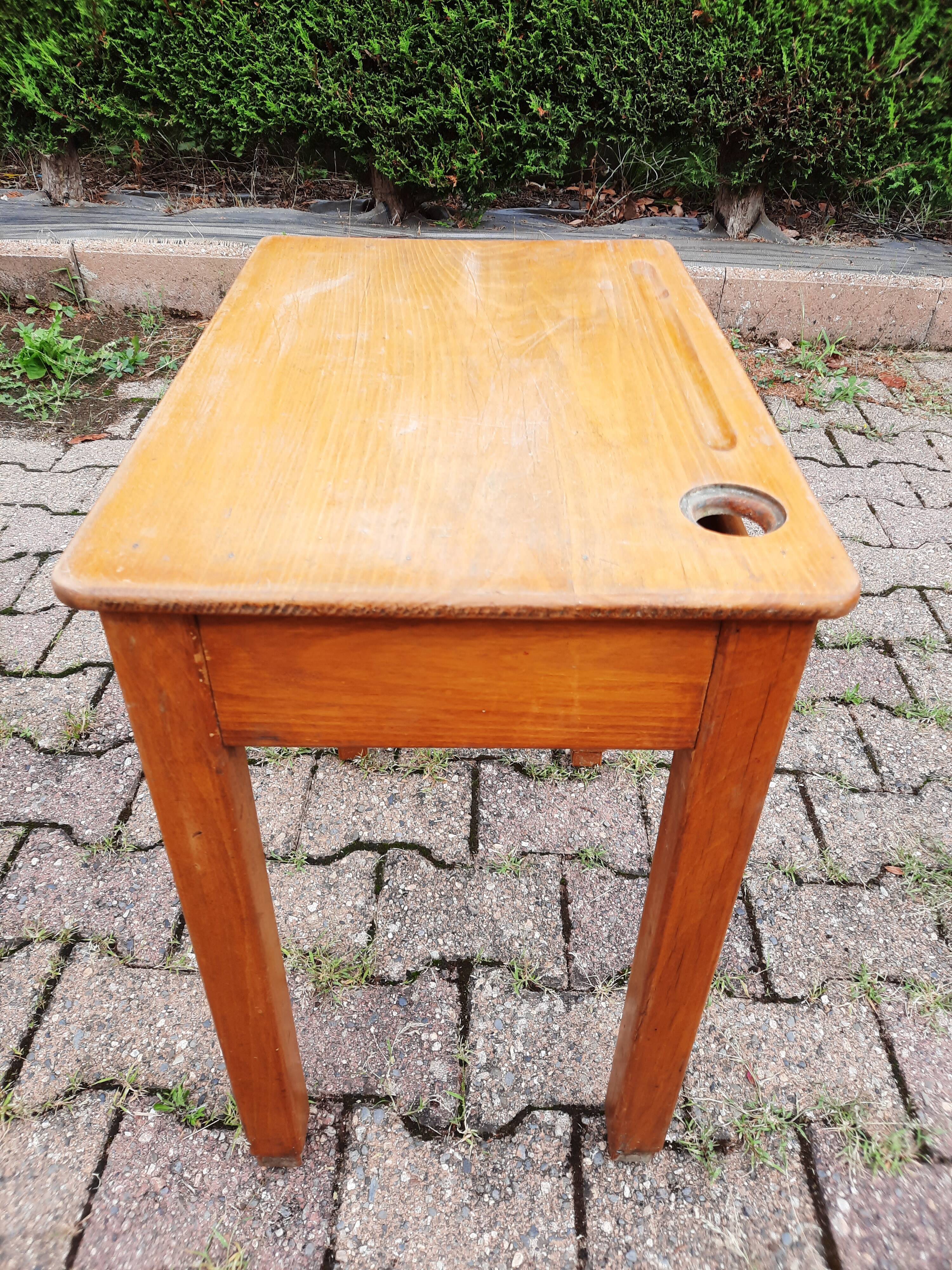 School desk with varnished chair