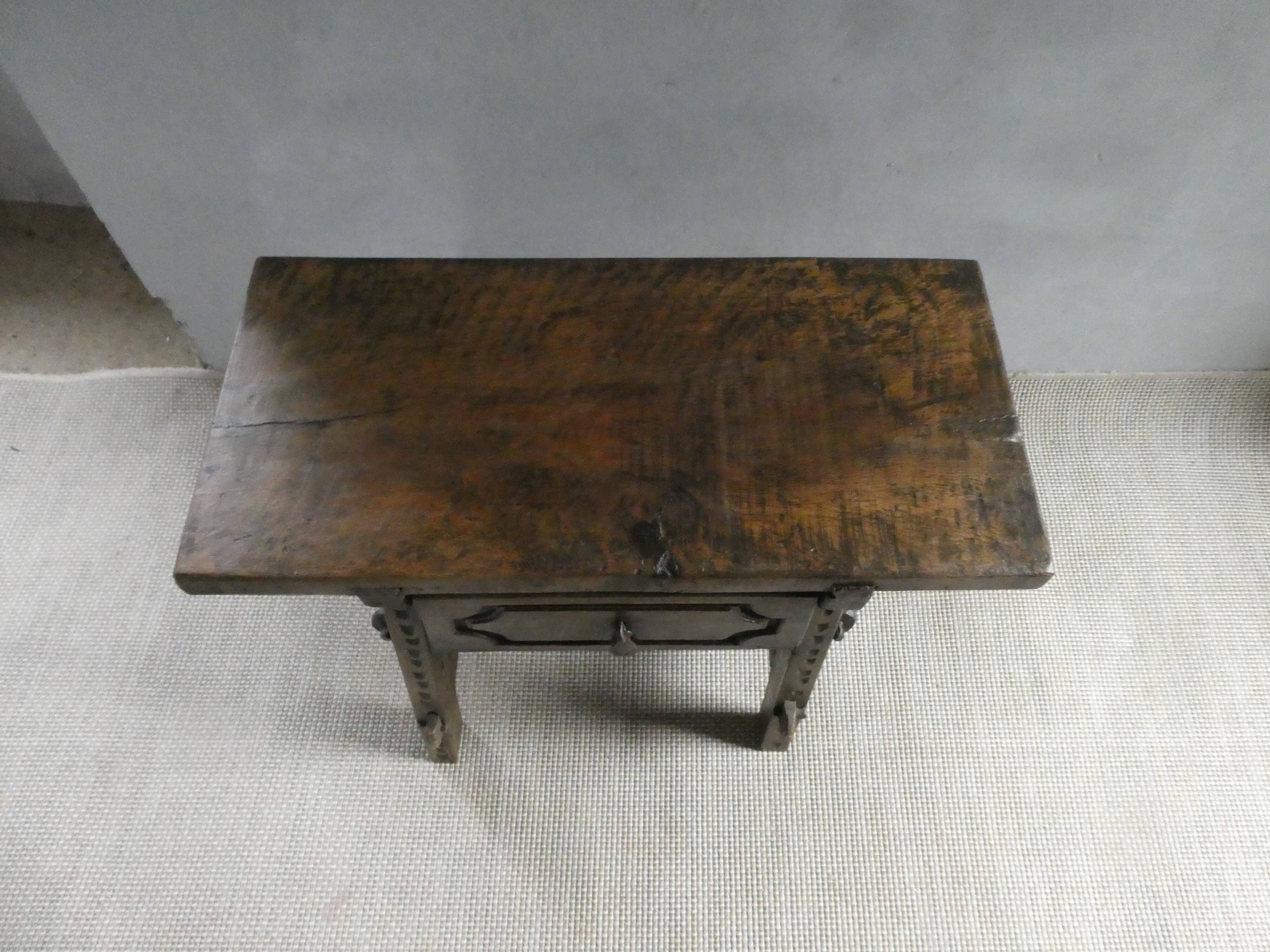 solid wood side table from the 18th century
