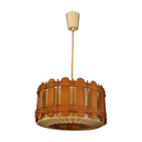 Vintage jute, rattan and wood pendant lamp