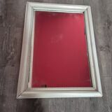 Vintage rectangular mirror in white wood 70 x 51cm