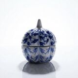 Small blue and white hand-painted vintage Chinese porcelain jewellery box.
