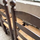 Straw chairs oak 1940s Dudouyt