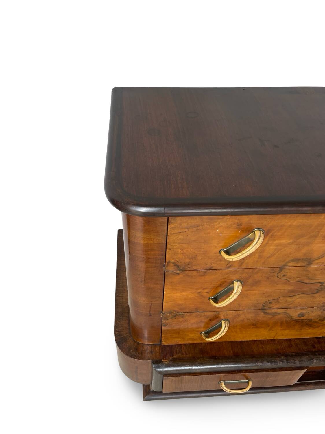 Commode italienne Art déco en ronce de noyer, années 1920