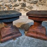 Pair of antique cast iron architectural bases (late 19th - early 20th century)