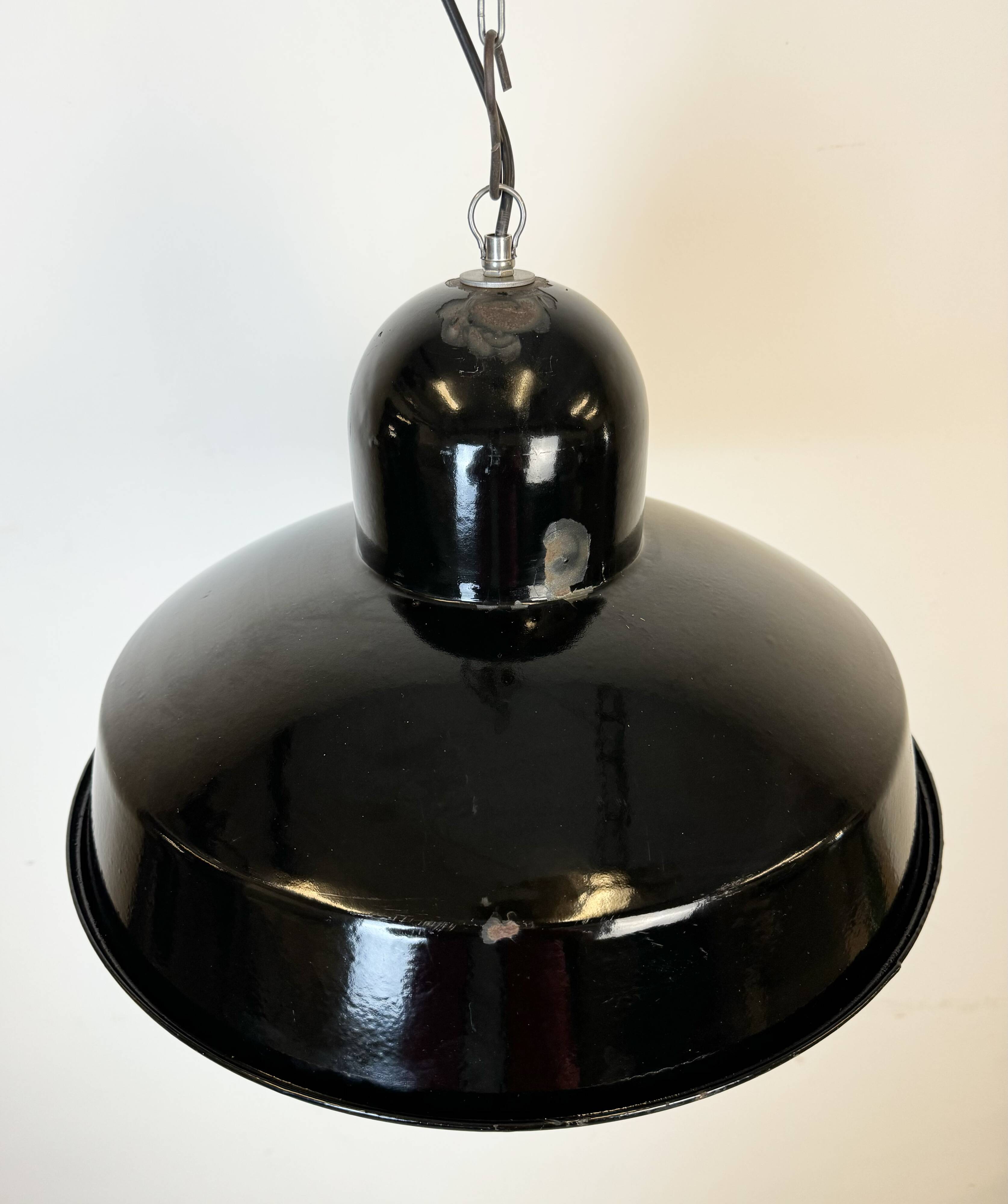 Industrial Black Enamel Factory Pendant Lamp, 1960s