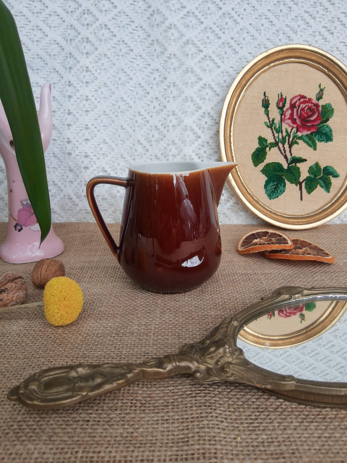 Brown glazed milk jar Villeroy & Boch Made in Luxembourg - vintage