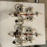 Florentine Tole Crystal Sconces Set of 2 1950’s