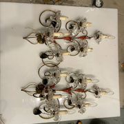 Florentine Tole Crystal Sconces Set of 2 1950’s