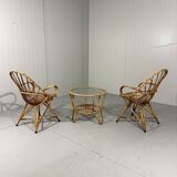 Rattan easy chairs & table Rohé Noordwolde Netherlands 1960’s