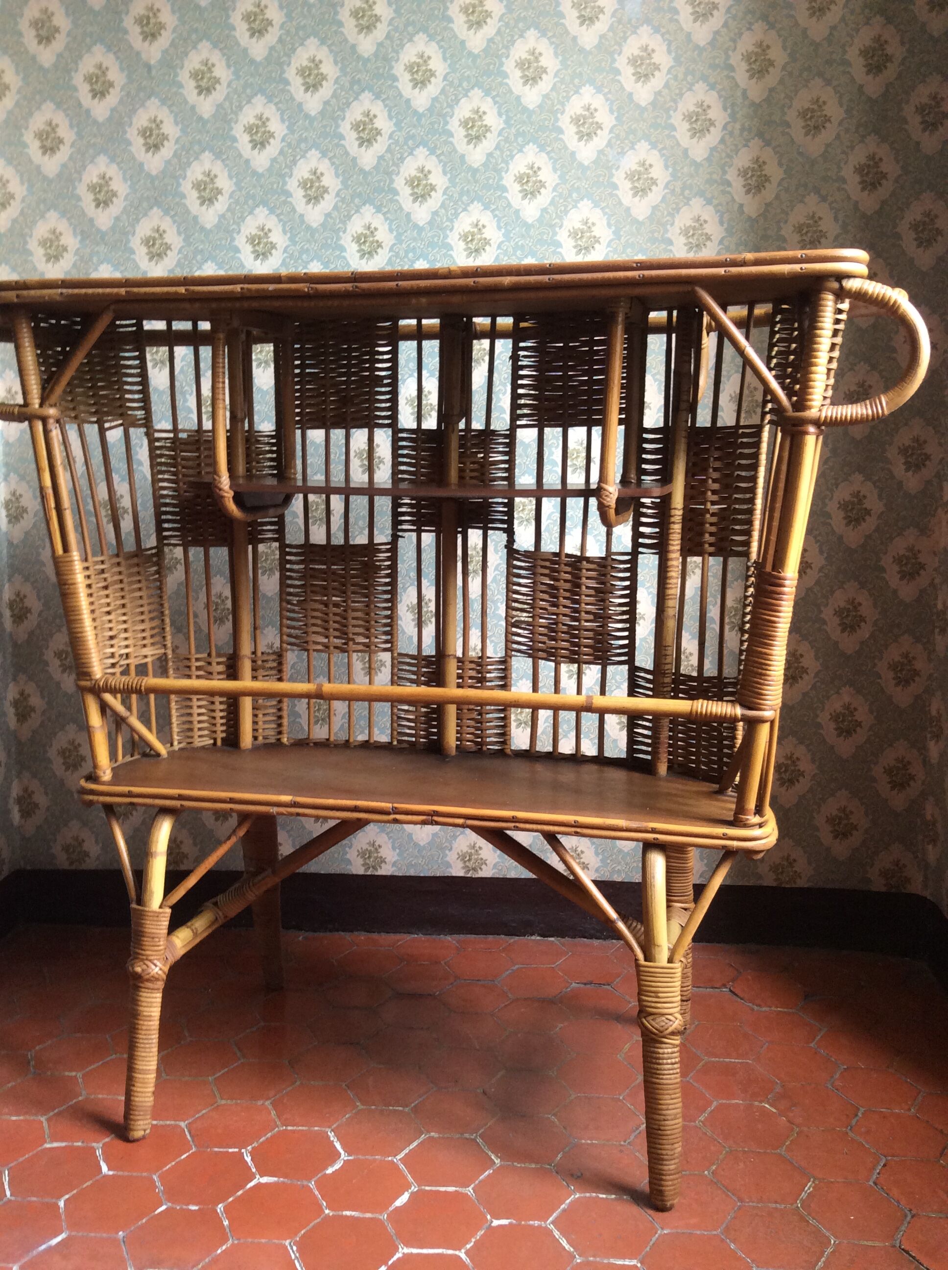 Bar vintage bambou et rotin années 60