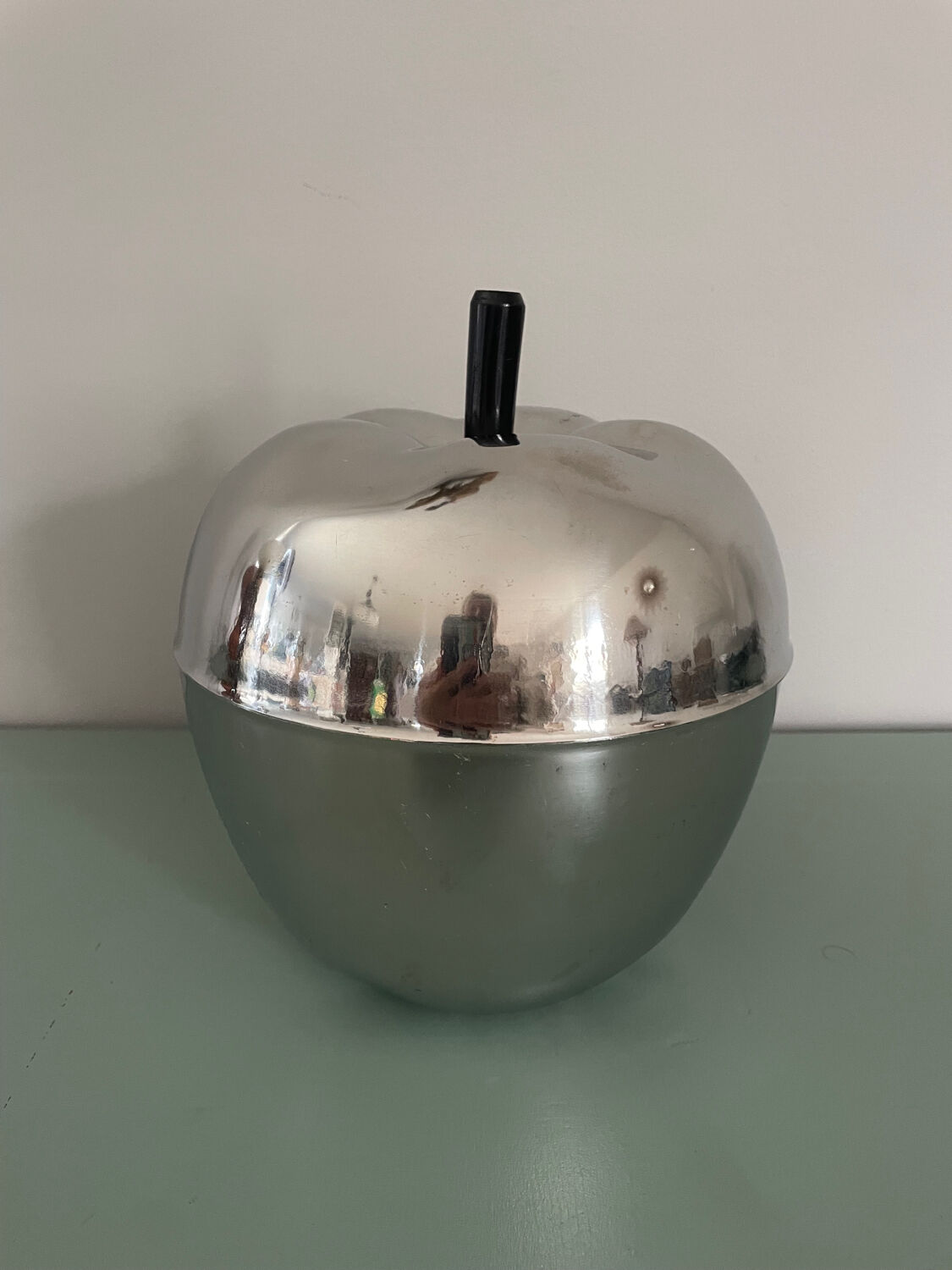 1970s chrome apple-shaped ice bucket