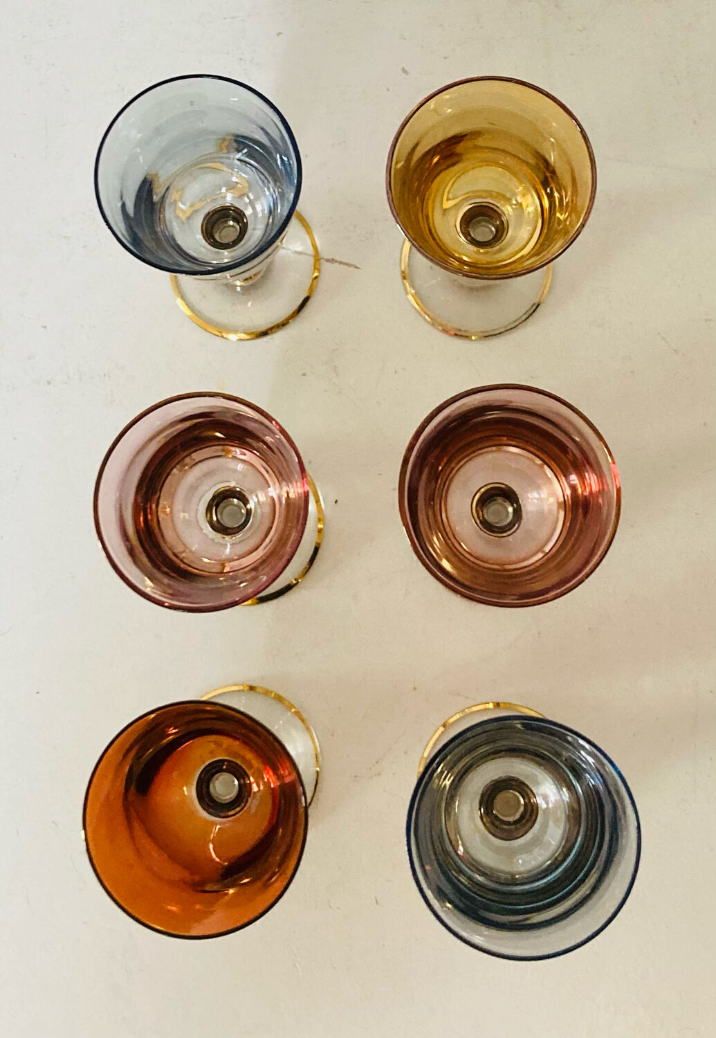 6 blown crystal liqueur glasses from Bohemia, 1960s