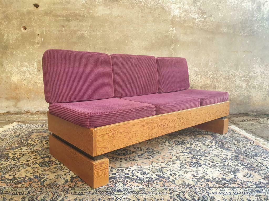 Old sofa design retro purple couch 60s