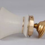 Very beautiful vintage pendant light in frosted glass with tile patterns and highlighted with gilding
