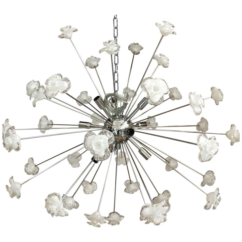 White flowers murano glass sputnik chandelier