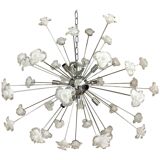 Suspension fleurs blanches verre de murano spoutnik