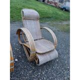 Pair of colonial rattan deck chairs