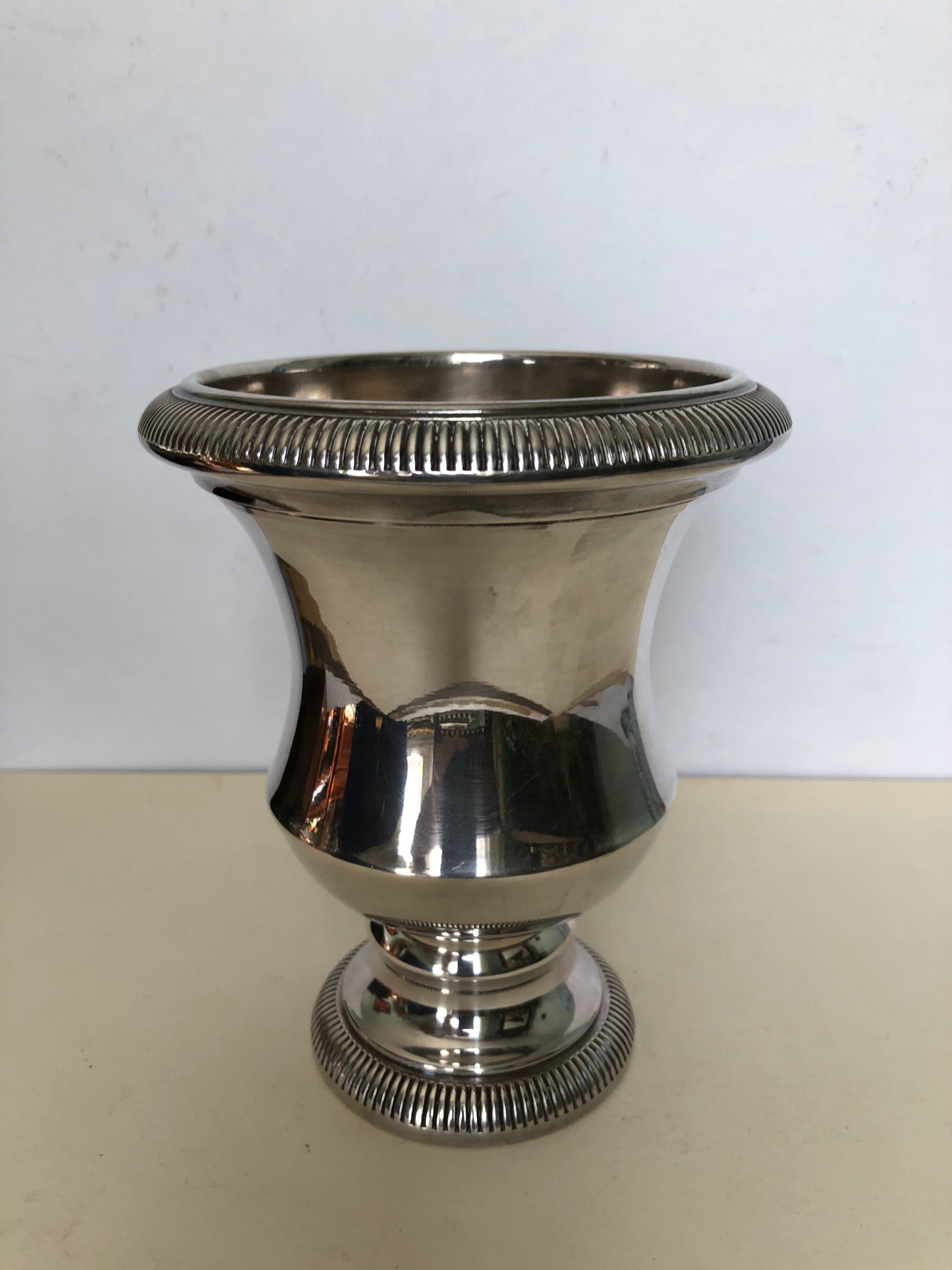 Silver metal vase