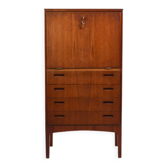 Armoire de bar en teck danois avec tiroirs des années 1950