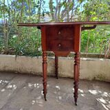 Foldable side table for washing or applying makeup in varnished solid wood 1920