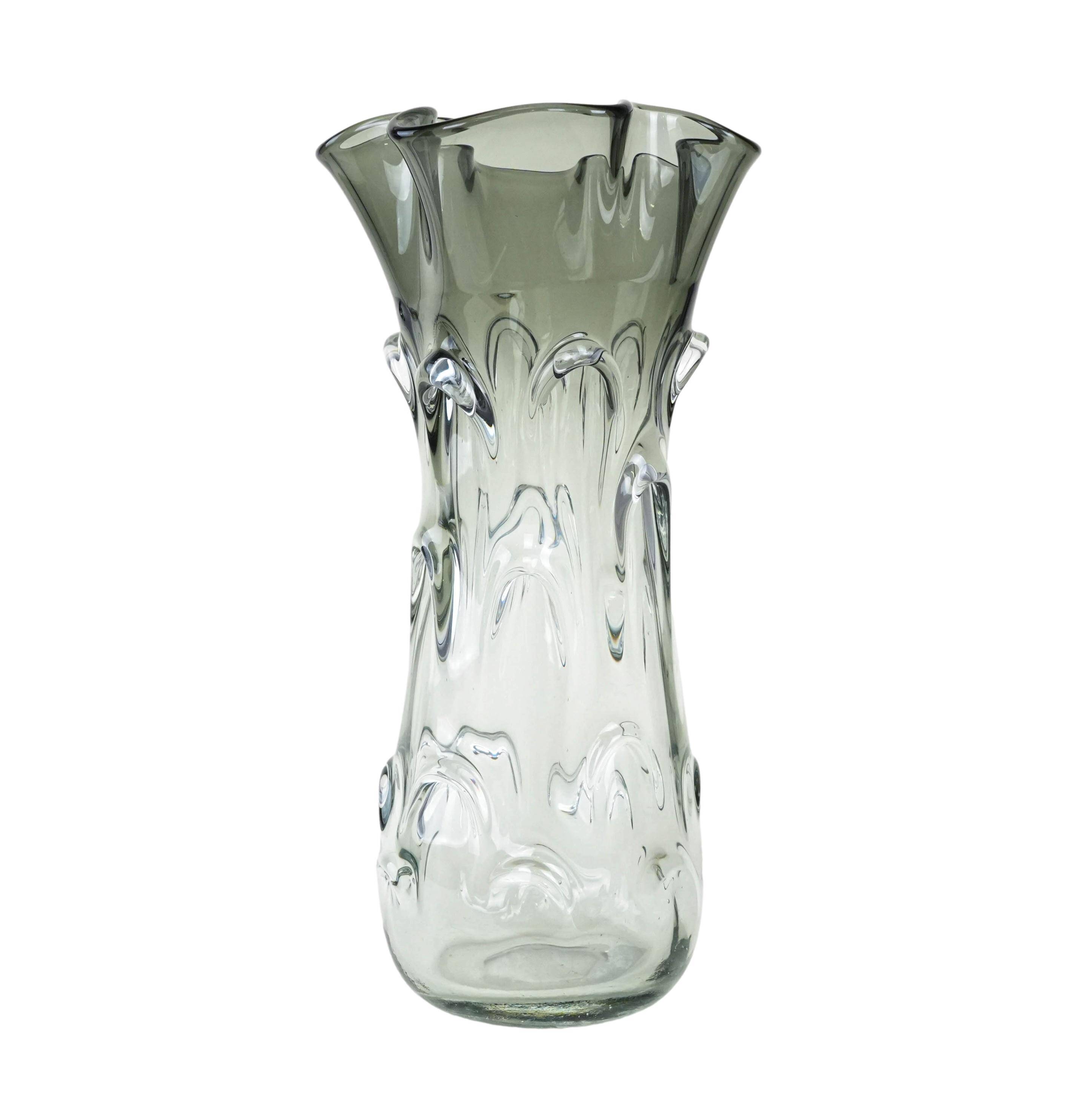 Grey vase, Murano glass, 1960s, made in Italy