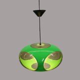 Massive Belgium Space Age UFO Lamp, Green Mid-Century Modern Lighting