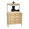Commode en bois laqué avec miroir de style Louis XVI