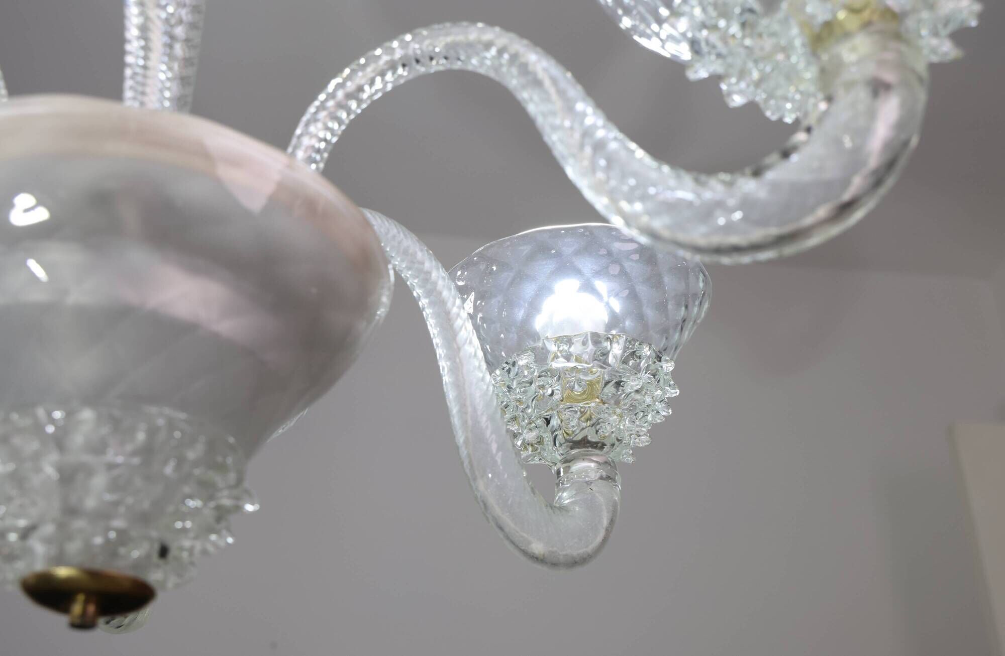 Extraordinary 6 Light Rostrato Murano Glass Chandelier by Barovier & Toso,