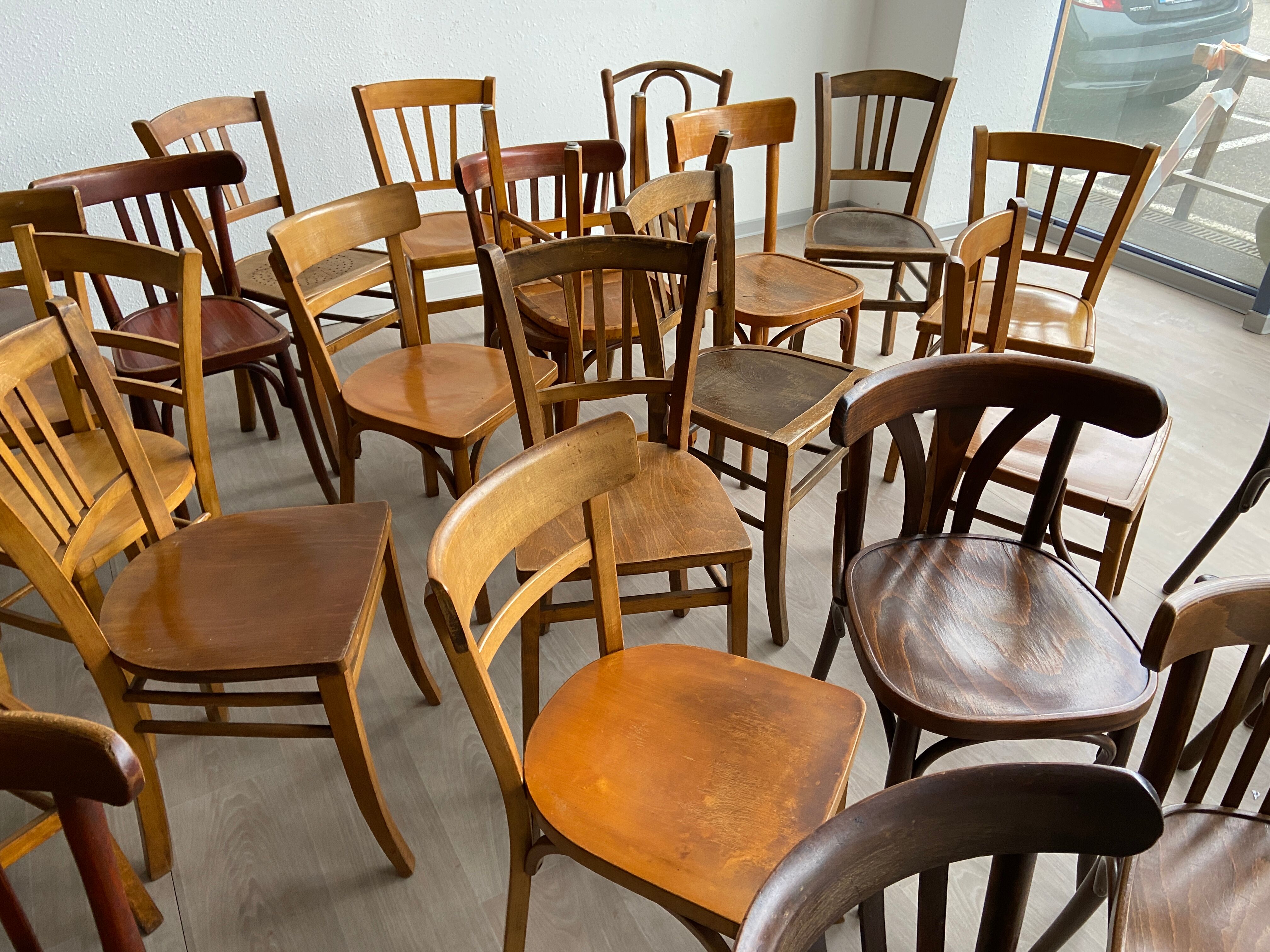 50 vintage restaurant café chairs mismatched curved wood from the 50s-60s