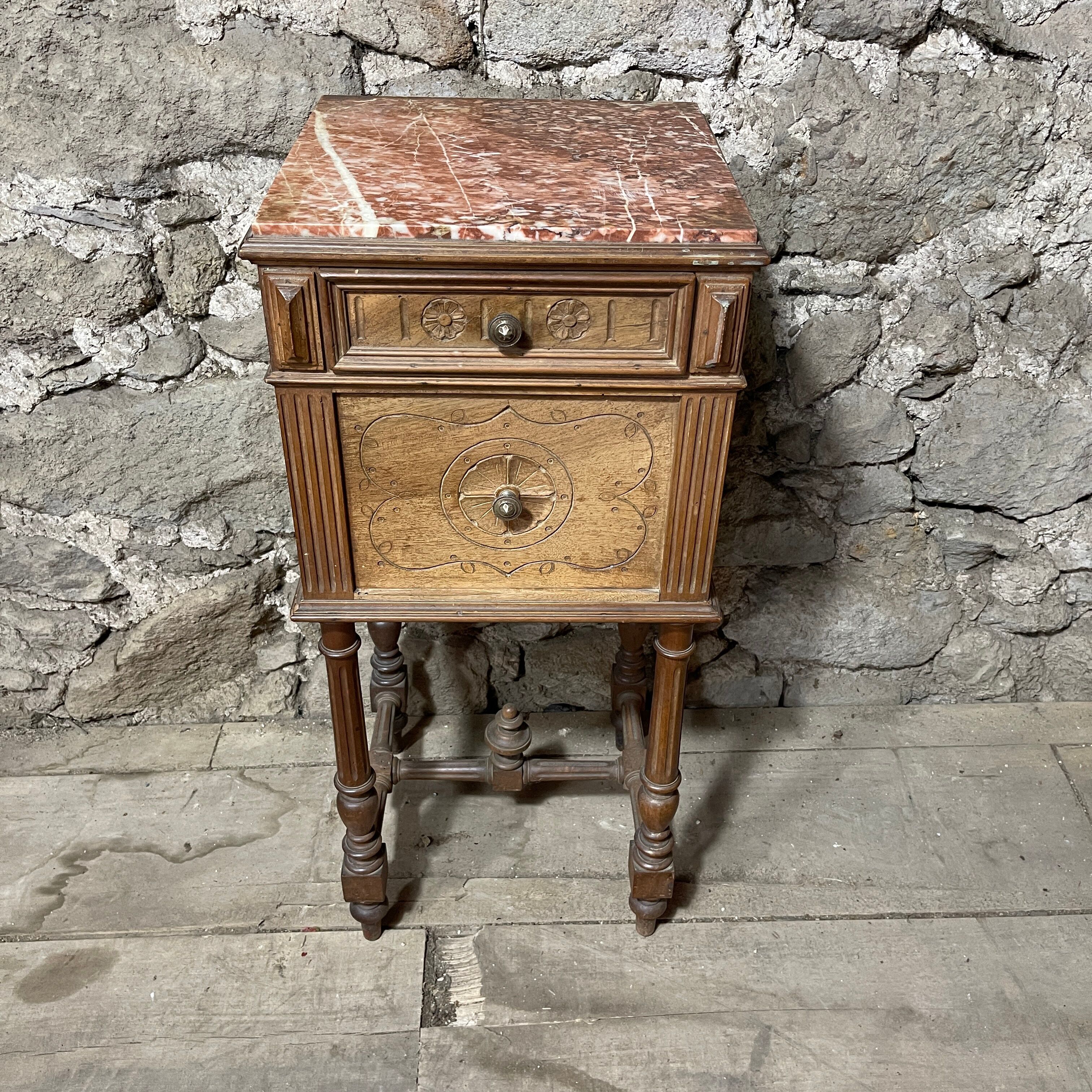 Marble top bedside table