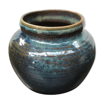 Old vase ceramic ball blue vintage brown