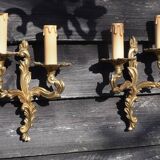 French Vintage Louis XV Style Bronze Candlestick & Sconce Set