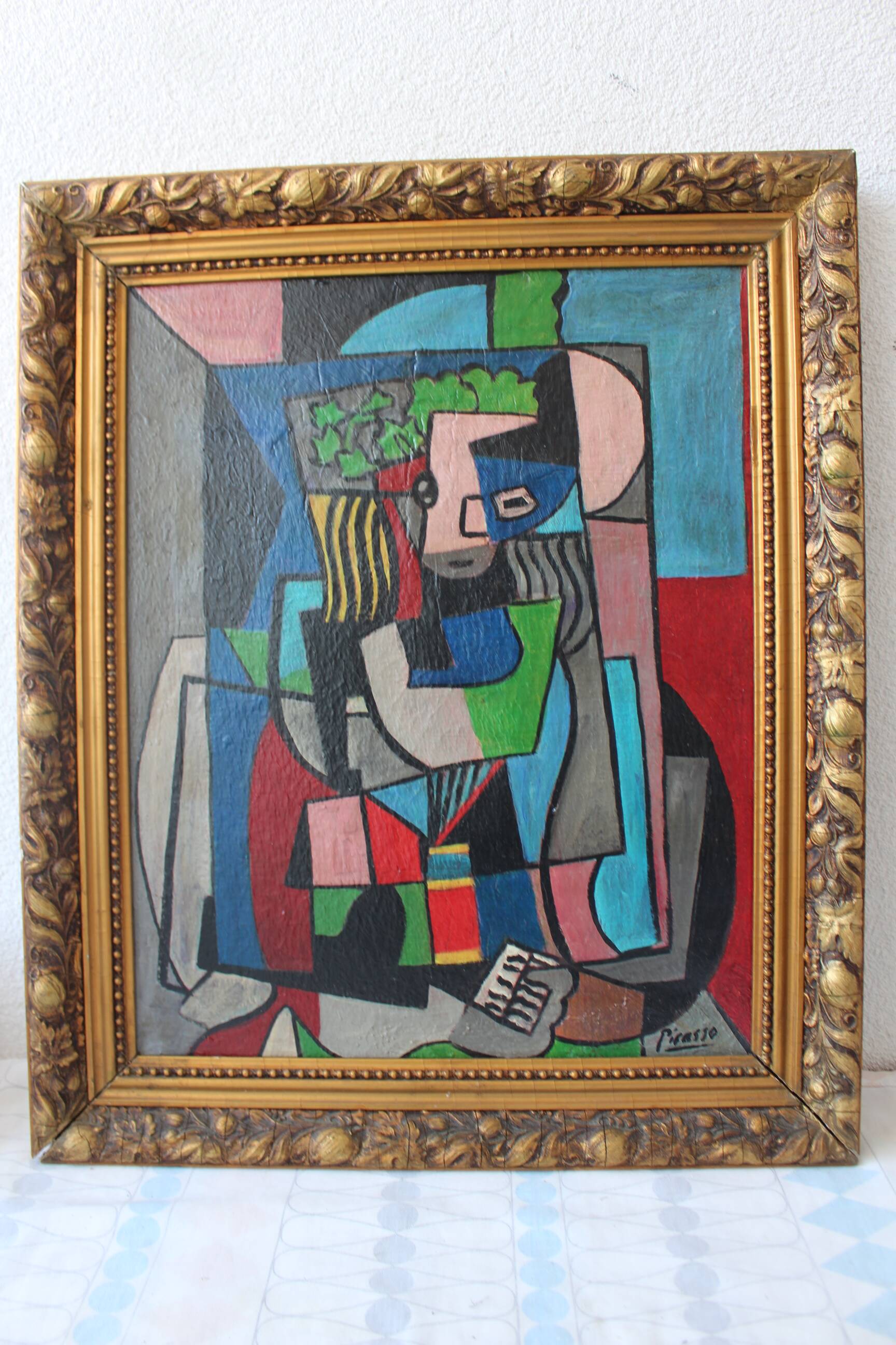 Tableau de la période bleue – Portrait de femme, d'après Pablo Picasso