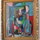 Tableau de la période bleue – Portrait de femme, d'après Pablo Picasso