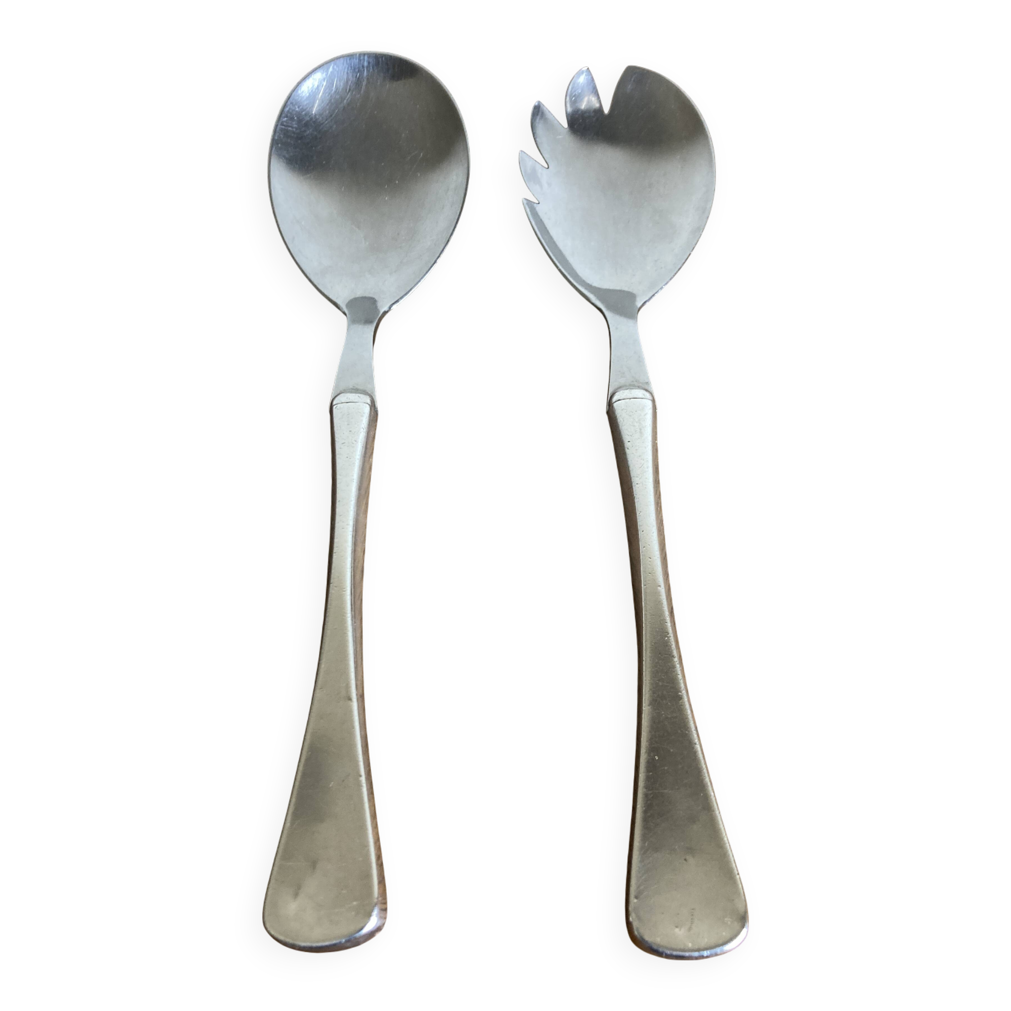 Midcentury Denmark Sorensen sterling silver salad server set 1959
