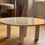 Organic coffee table in travertine.