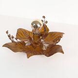 Unusual Italian Florentine gilt 'Wisteria' wall lamp by Masca