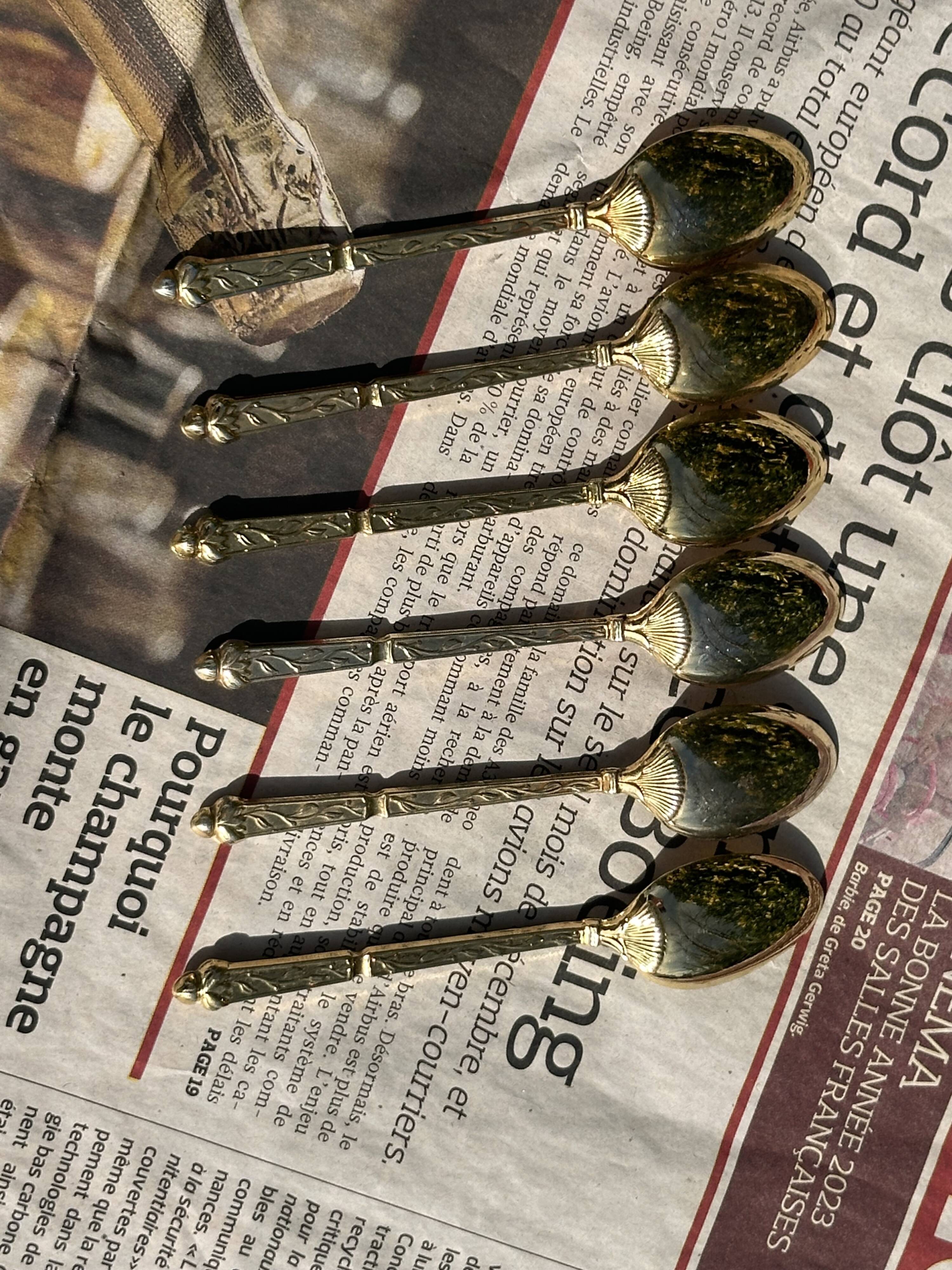 Set of 6 Vintage Gold Moka Spoons - Tableware - Coffee Spoons